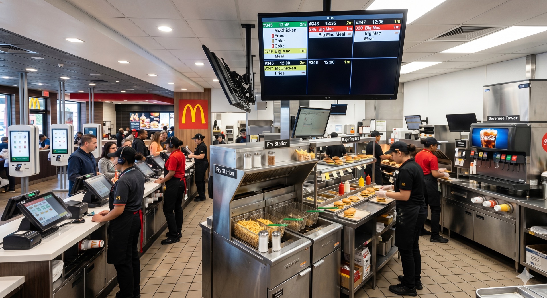 A McDonald's kitchen is the textbook example of workflow design — every step named, every handoff defined, every owner clear.