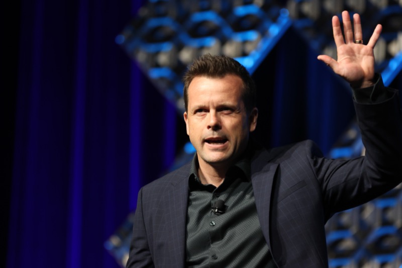 David Jenyns keynote speaking on stage